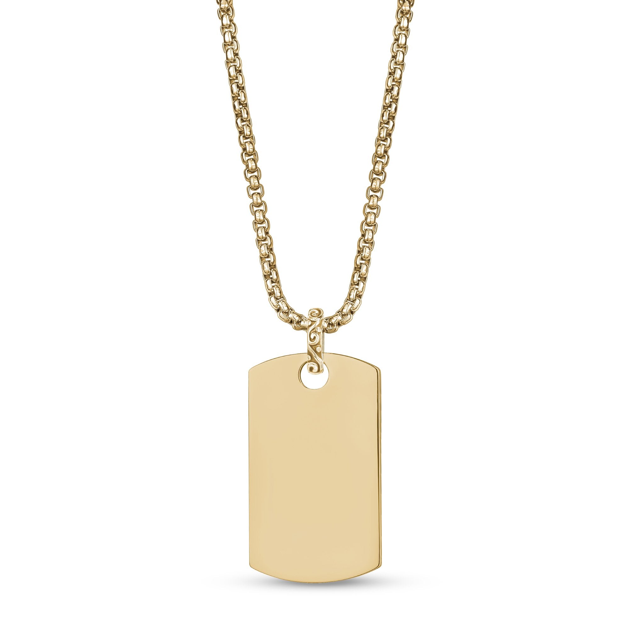 Men Pendant - Engravable Gold Detailed Dog Tag
