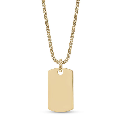 Men Pendant - Engravable Gold Detailed Dog Tag