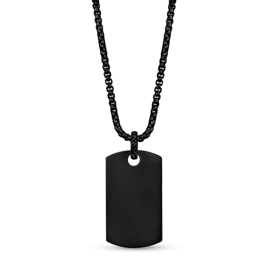 Men Pendant - Engravable Black Detailed Dog Tag