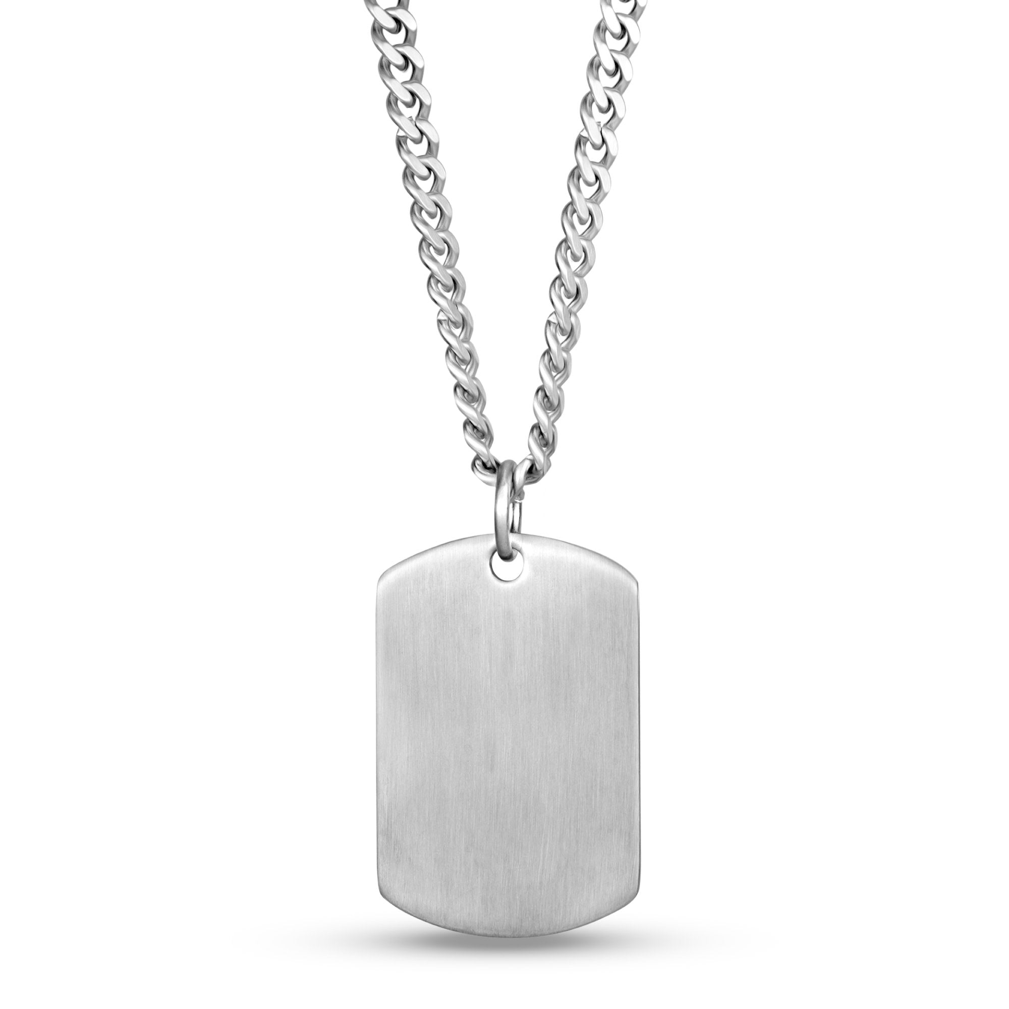 Men Pendant - Engravable Matte Stainless Steel Dog Tag