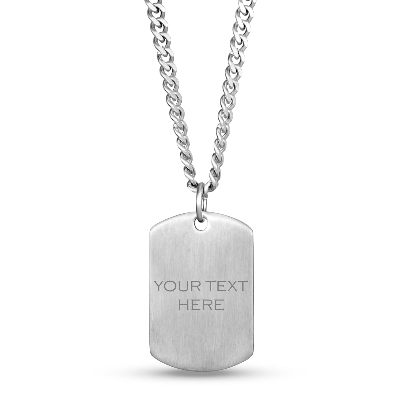 Men Pendant - Engravable Matte Steel Dog Tag