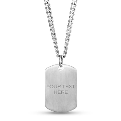 Men Pendant - Engravable Matte Steel Dog Tag
