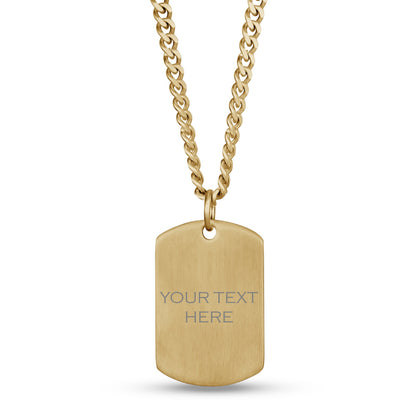 Men Pendant - Engravable Matte Gold Dog Tag