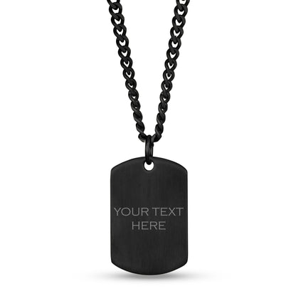 Men Pendant - Engravable Matte Black Dog Tag