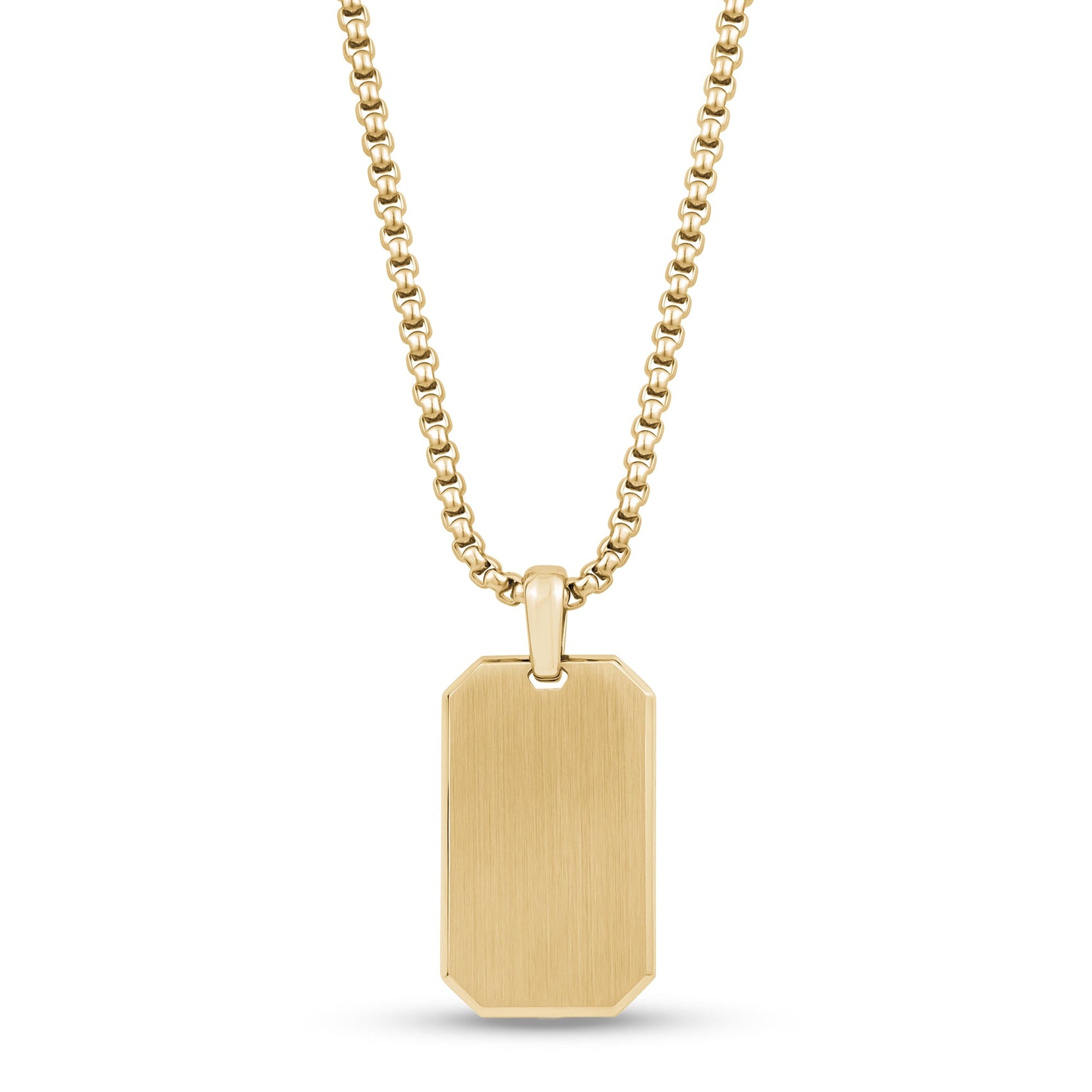 Men Pendant - Engravable Gold Matte Modern Dog Tag