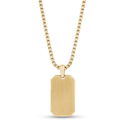 Men Pendant - Engravable Gold Matte Modern Dog Tag
