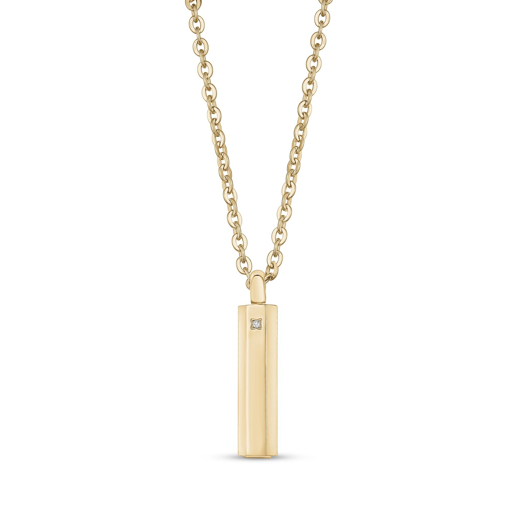 Men Pendant - Engravable Gold Steel Cremation Pendant For Ashes