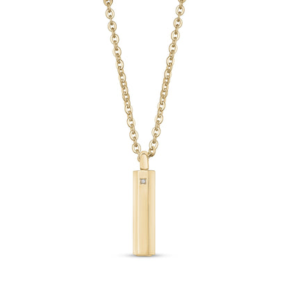 Men Pendant - Engravable Gold Steel Cremation Pendant For Ashes