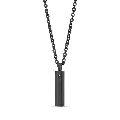 Men Pendant - Engravable Black Steel Cremation Pendant For Ashes