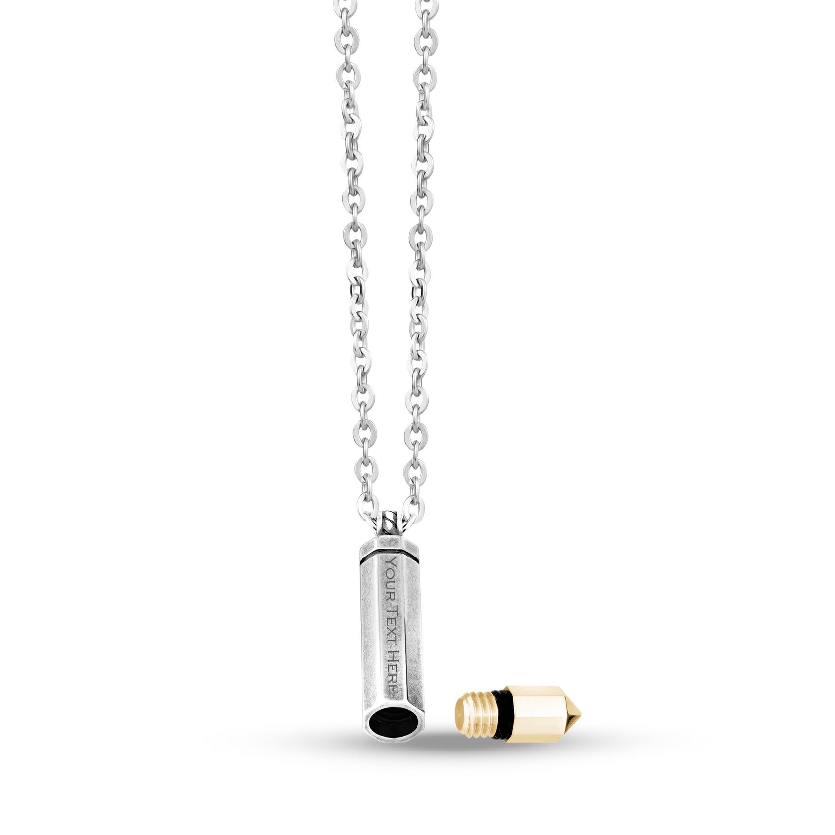 Men Pendant - Gold Bullet Cremation Urn Pendant