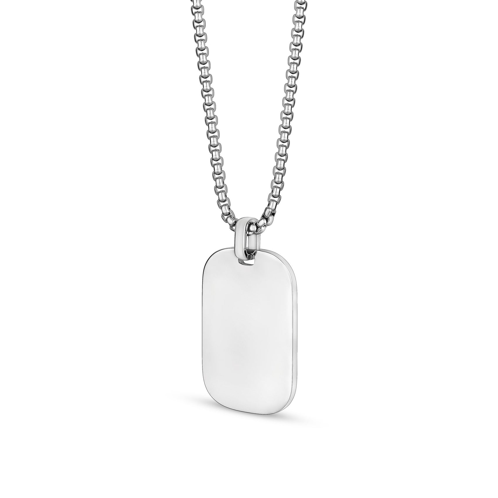 Men Pendant - Modern Steel Engravable Dog Tag Pendant
