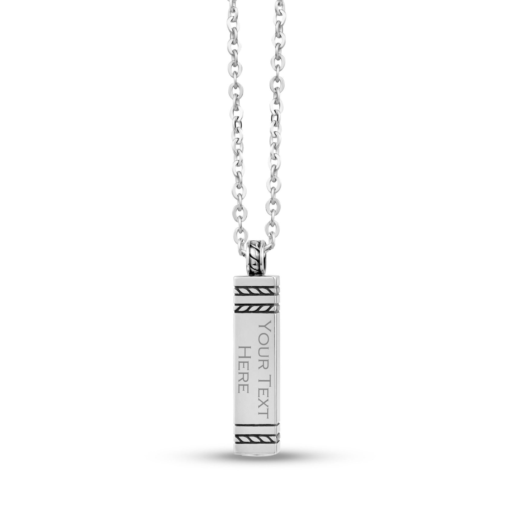 Men Pendant - Rectangle Bar Engravable Cremation Urn Pendant
