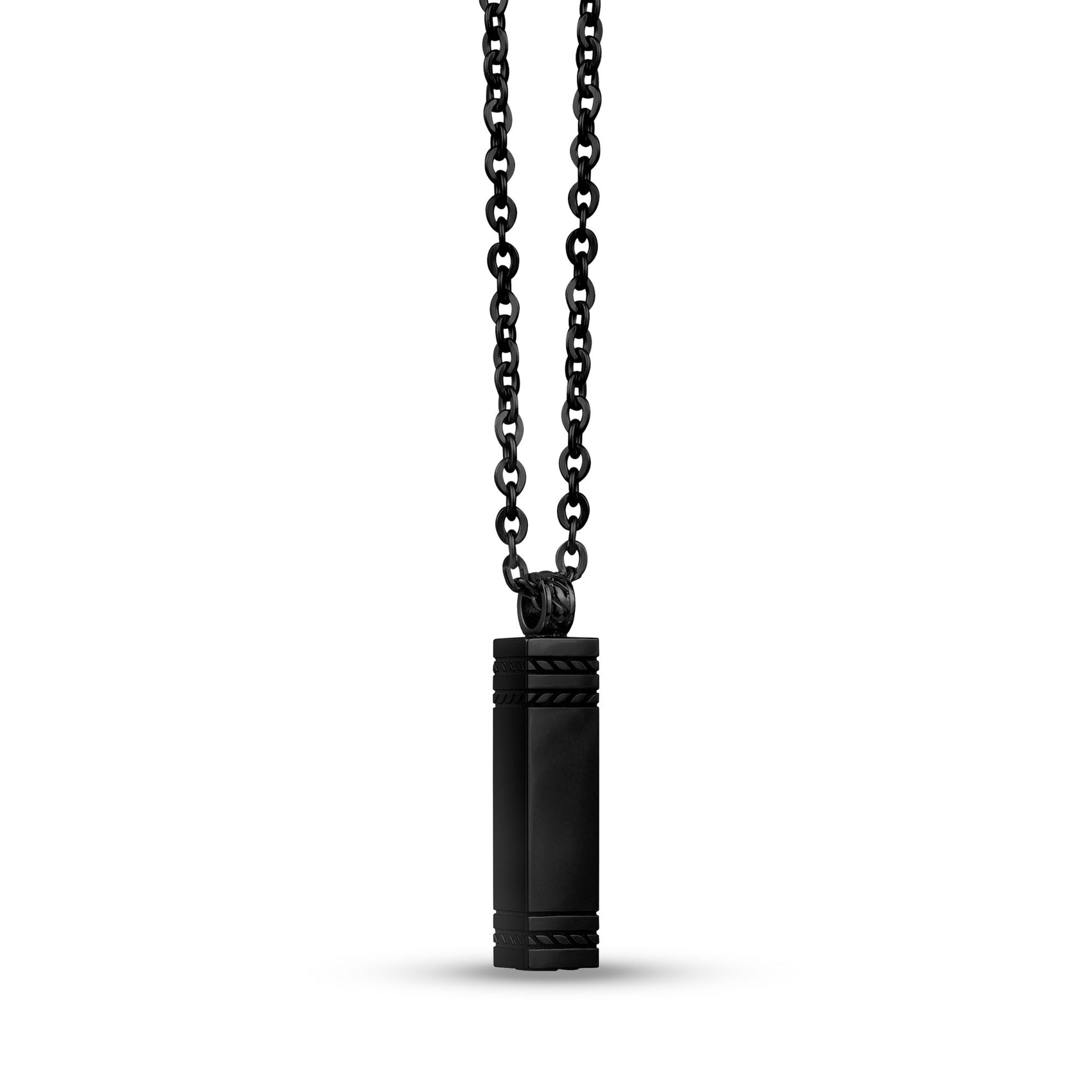 Men Pendant - Rectangle Bar Engravable Black Cremation Urn Pendant