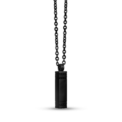 Men Pendant - Rectangle Bar Engravable Black Cremation Urn Pendant
