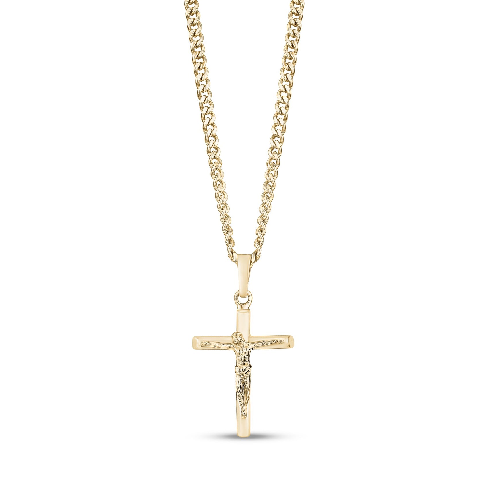 Men Pendant - Gold Stainless Steel Crucifix Cross Pendant