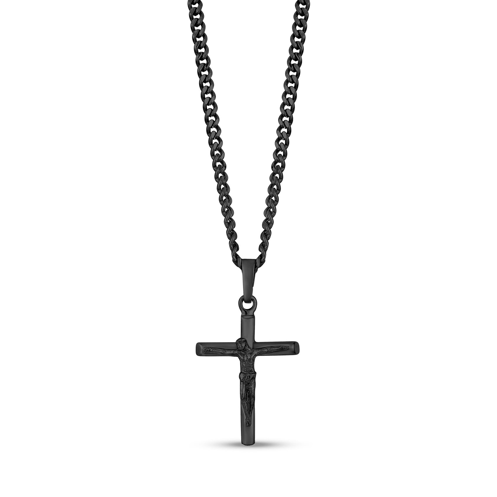 Men Pendant - Black Stainless Steel Crucifix Cross Pendant
