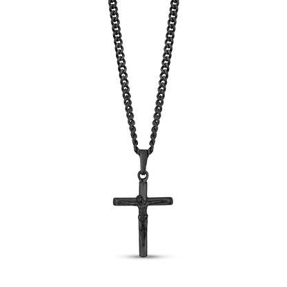 Men Pendant - Black Stainless Steel Crucifix Cross Pendant
