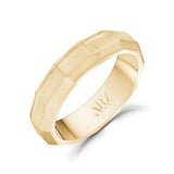Men Ring - 5mm Faceted Matte Gold Steel Engravable Band Ring