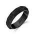 Men Ring - 5mm Faceted Matte Black Steel Engravable Band Ring