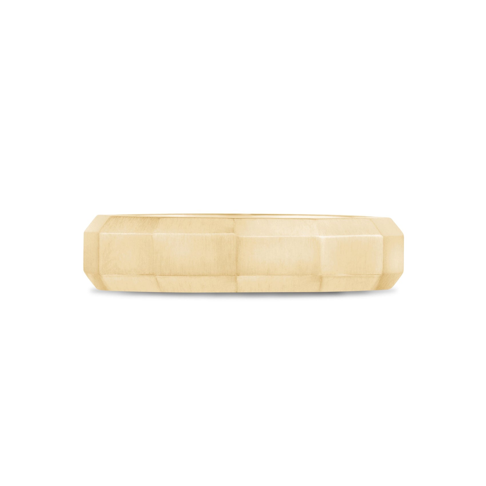 Men Ring - 5mm Faceted Matte Gold Steel Engravable Band Ring