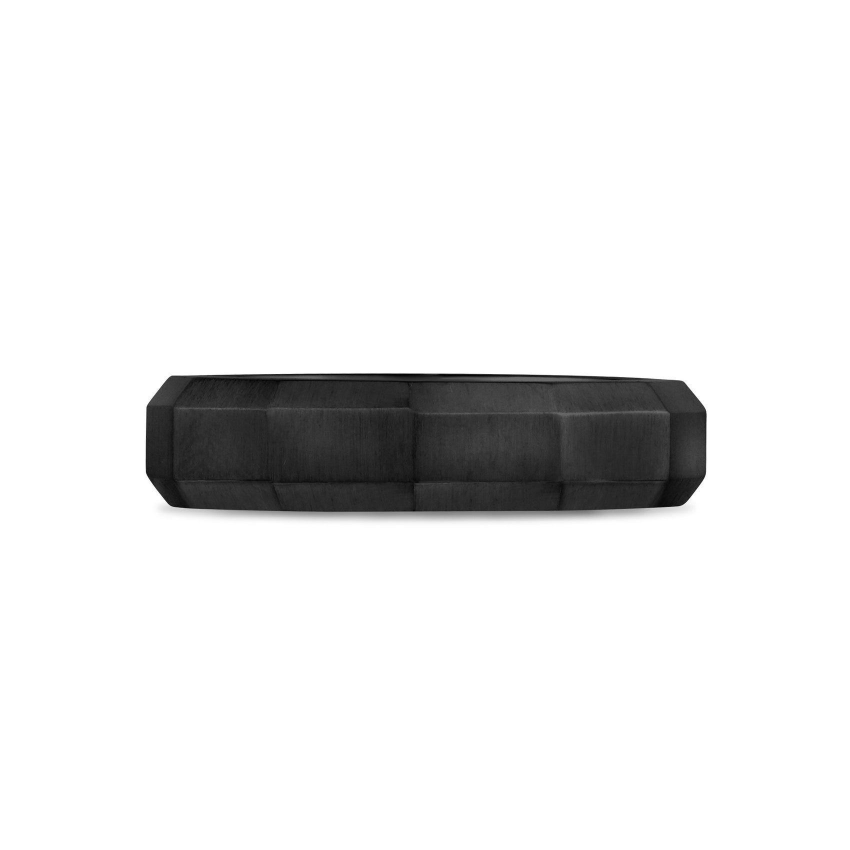Men Ring - 5mm Faceted Matte Black Steel Engravable Band Ring