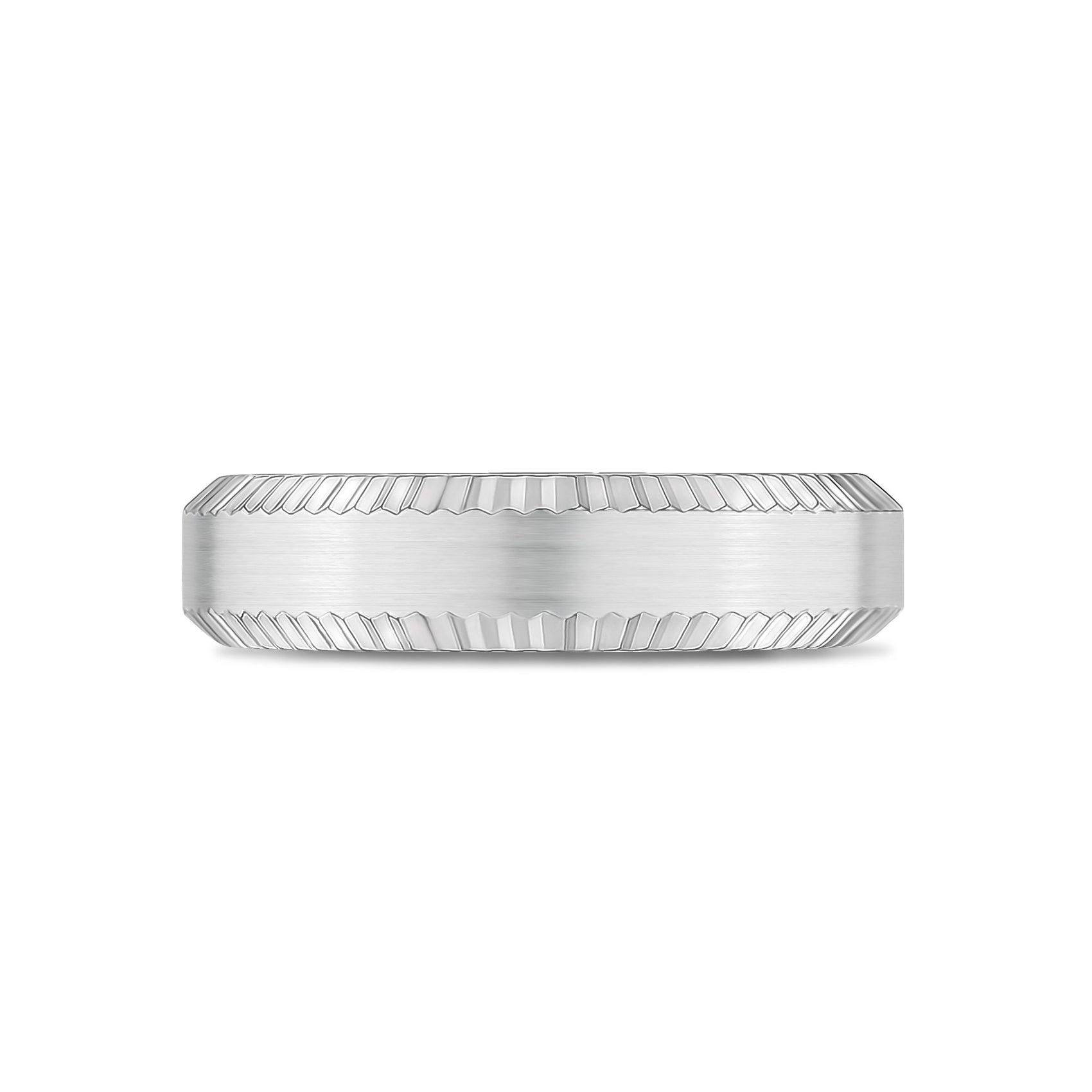Men Ring - 6mm Beveled Edge Flat Steel Engravable Band Ring