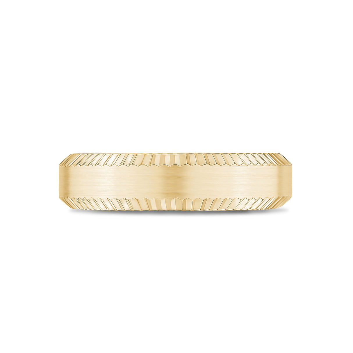 Men Ring - 6mm Beveled Edge Flat Gold Steel Engravable Band Ring