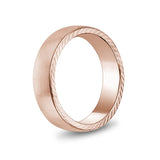 Men Ring - 6mm Matte Flat Rose Gold Stainless Steel Engravable Band Ring