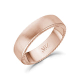 Men Ring - 6mm Matte Flat Rose Gold Stainless Steel Engravable Band Ring