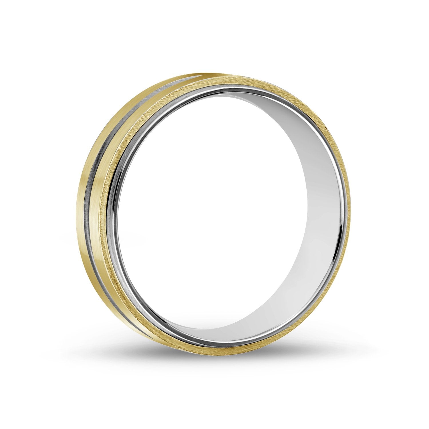 Men Ring - 7mm Gold Stainless Steel Wedding Band Ring - Engravable