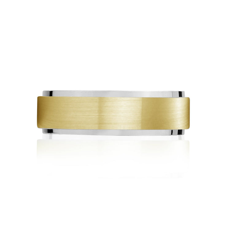 Men Ring - 7mm Gold Steel Wedding Band Ring - Engravable