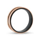 Men Ring - 7mm Rose Gold & Black Steel Wedding Band Ring - Engravable