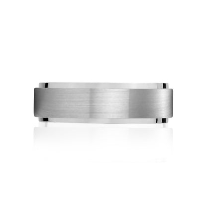 Men Ring - 7mm Stainless Steel Wedding Band Ring - Engravable