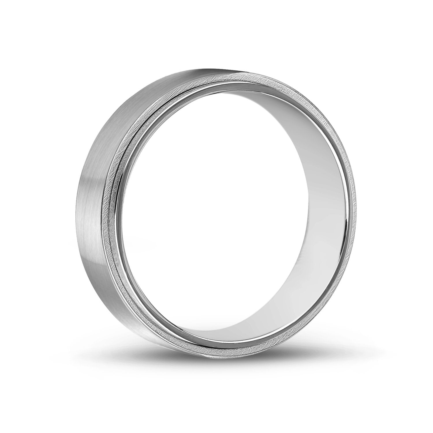 Men Ring - 7mm Stainless Steel Wedding Band Ring - Engravable