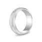 Men Ring - 7mm Three Stones Beveled Edge Engravable Steel Band Ring
