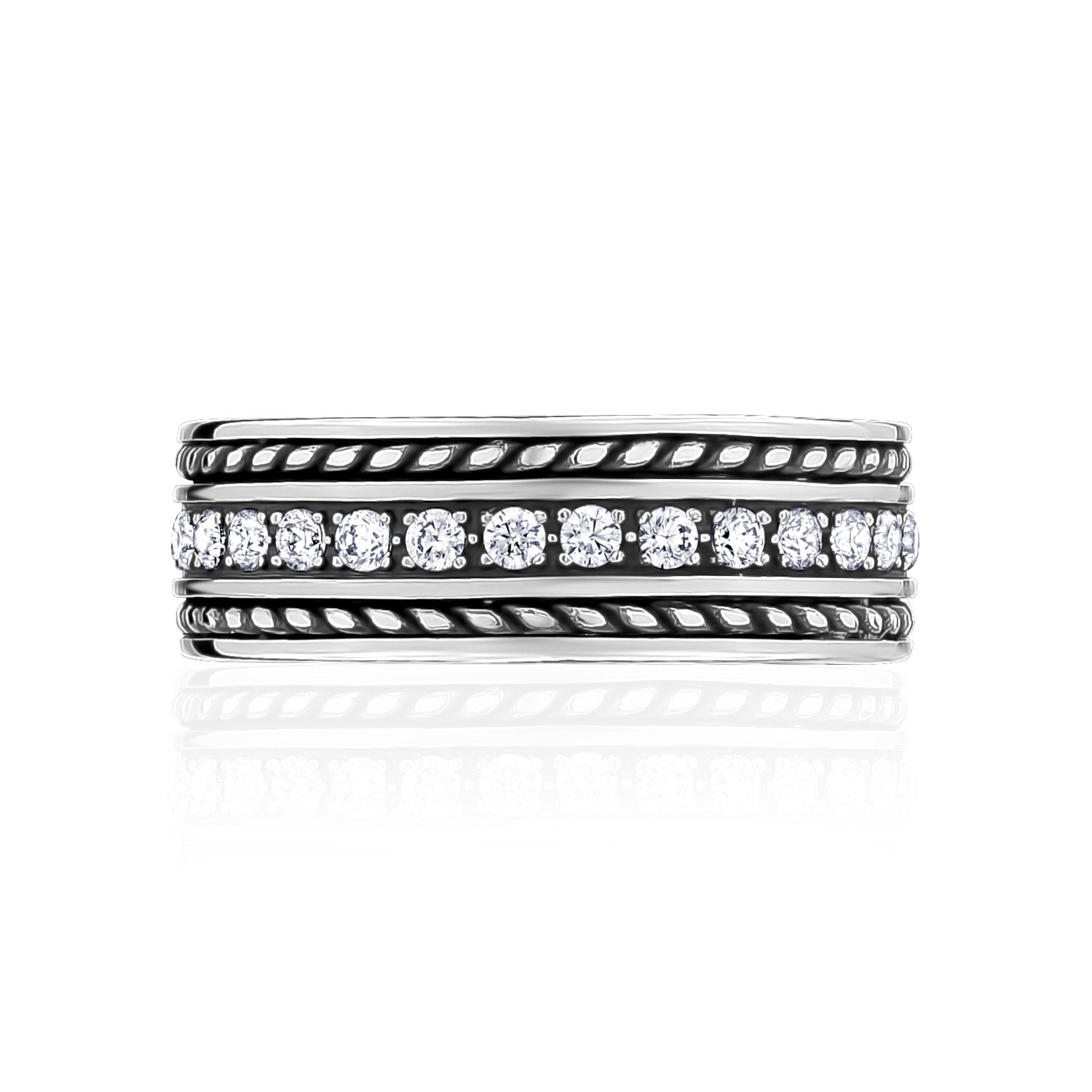 8mm C.Z Stone Band - Men Ring - The Steel Shop