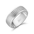 Men Ring - 8mm Four Lined Matte Steel Engravable Band Ring