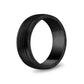 Men Ring - 8mm Four Lined Matte Black Steel Engravable Band Ring