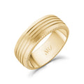 Men Ring - 8mm Four Lined Matte Gold Steel Engravable Band Ring