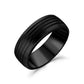 Men Ring - 8mm Four Lined Matte Black Steel Engravable Band Ring