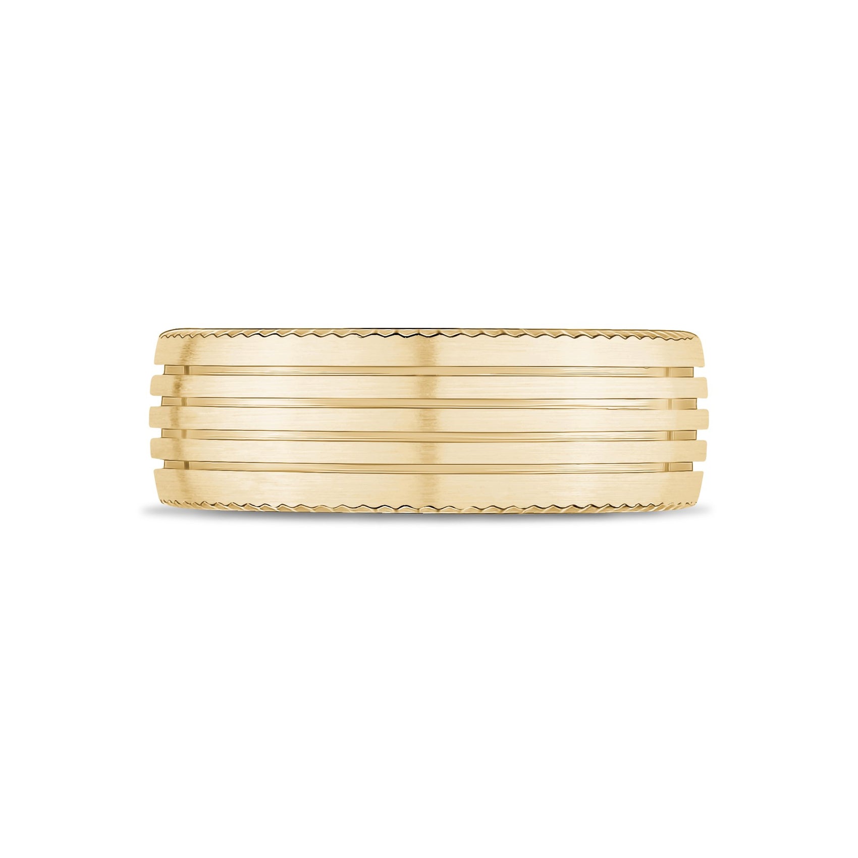 Men Ring - 8mm Four Lined Matte Gold Steel Engravable Band Ring