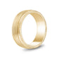 Men Ring - 8mm Four Lined Matte Gold Steel Engravable Band Ring