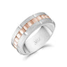 Men Ring - 8mm Link Style Engravable Rose Gold Steel Spinner Band Ring