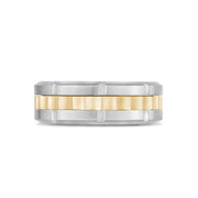Men Ring - 8mm Link Style Engravable Gold Steel Spinner Band Ring