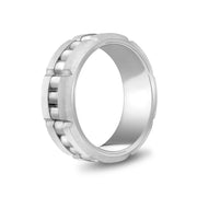 Men Ring - 8mm Link Style Engravable Steel Spinner Band Ring