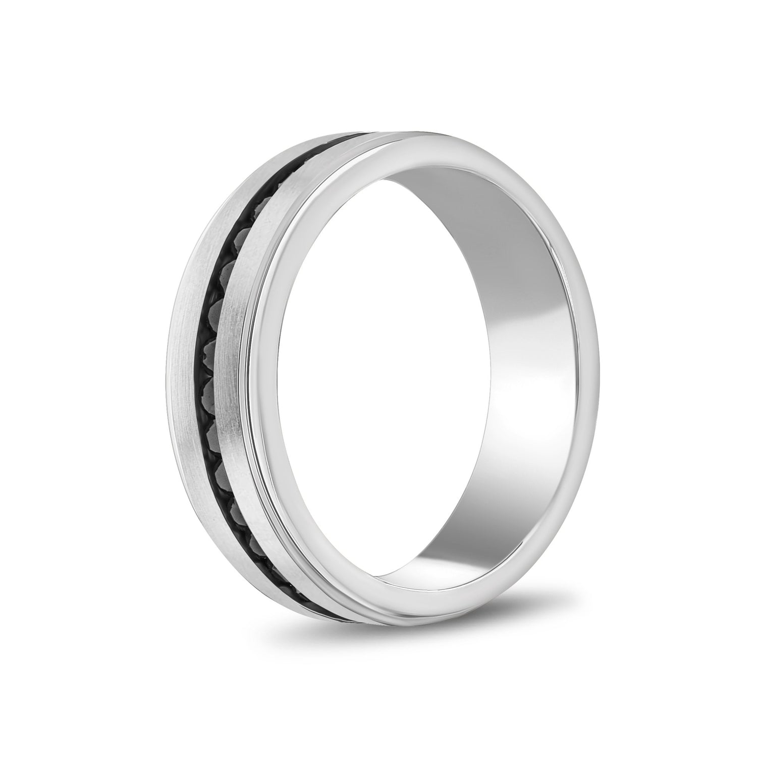 Black Stone Mens Stainless Steel Wedding Bands - Engravable – The Steel ...