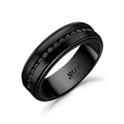 Men Ring - Black Stone Matte Black Steel Engravable Band Ring