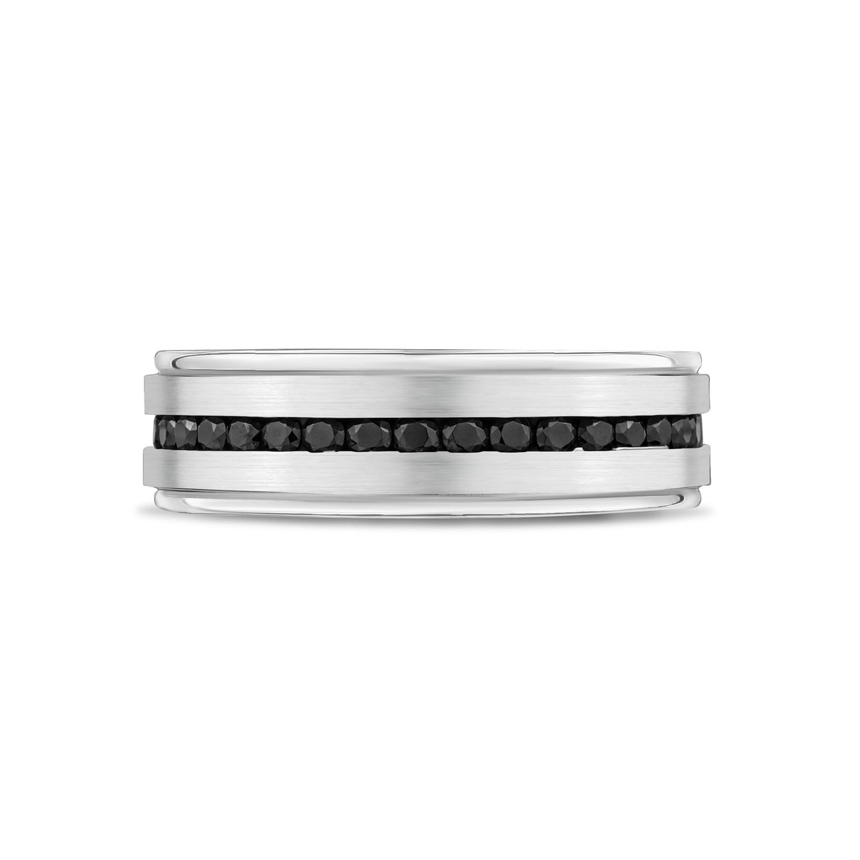 Men Ring - Black Stone Matte Steel Engravable Band Ring