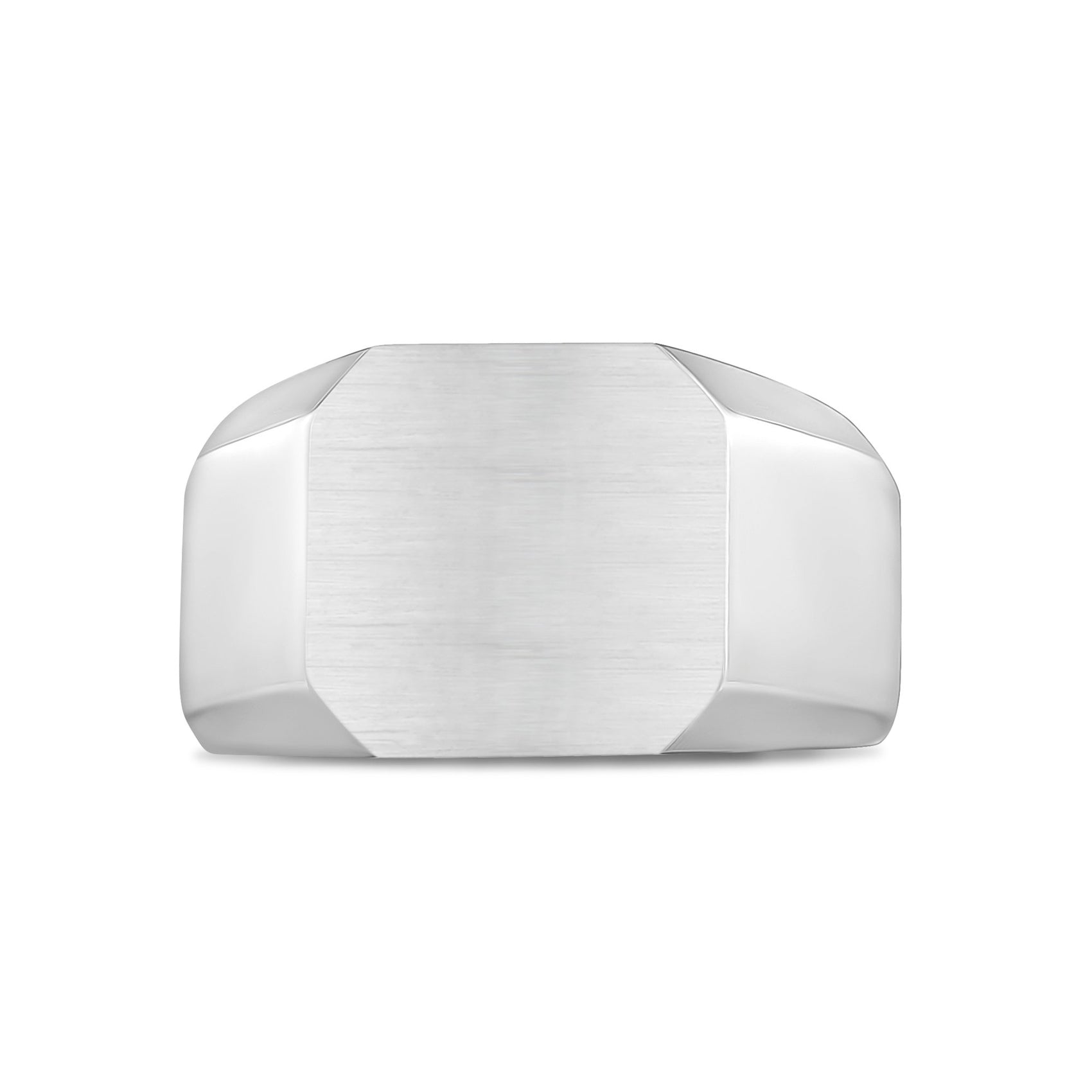 Men Ring - Matte And Shiny Steel Engravable Square Signet Ring
