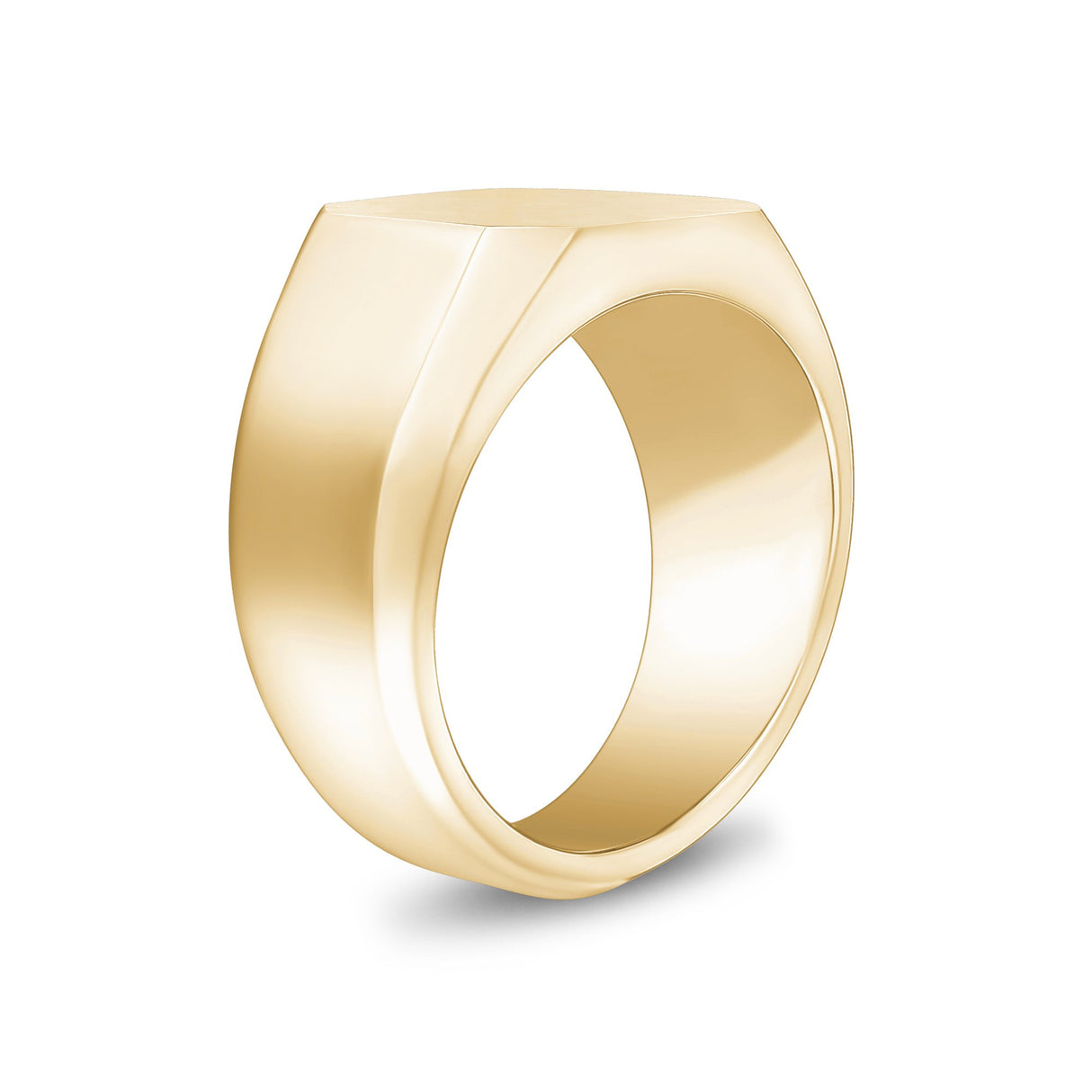 Men Ring - Matte And Shiny Gold Steel Engravable Square Signet Ring